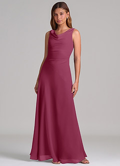 Azazie Nerine Brudtärnklänningar Klä av A-Linje i Chiffong Plisserad Mullbär image3