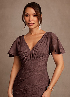 Azazie Jolene Mère de la mariée Robes Robe Sirène en Blumen-Burnout Plissée Expresso image5
