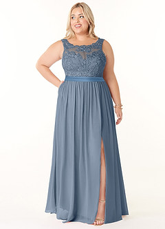 Azazie Elly Bridesmaid Dresses Twilight A-Line Lace Scoop Neck Chiffon Dress image7