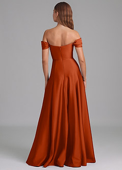 Azazie Seriana Bridesmaid Dresses Paprika A-Line Off the Shoulder Stretch Satin Convertible Dress image5