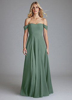 Azazie Seriana Jurken voor bruidsmeisjes Jurk van Chiffon met A-Lijn Off the Shoulder Eucalyptus image5