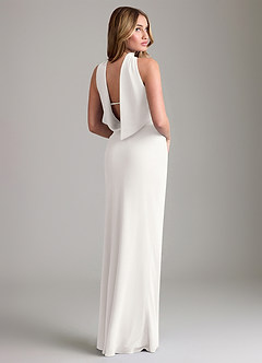 Azazie Lusinda Vestidos de madrinha de casamento Vestido Branco de Chiffon de sereia com Fora do ombro image6