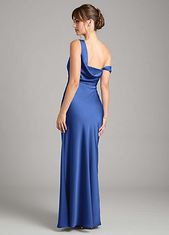 Azazie Madelyn Bridesmaid Dresses Royal Blue Mermaid One Shoulder Stretch Satin Convertible Dress image2