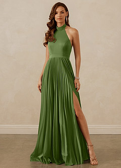 Christian Siriano Bridal for Azazie 1007 Bridesmaid Dresses Juniper A-Line Pleated Stretch Satin Dress image1