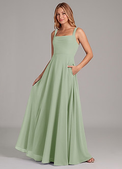 Azazie Shaude Bridesmaid Dresses Dusty Sage A-Line Pleated Chiffon Dress image4