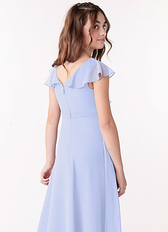 Azazie Posie Junior A-Linie Gestreift Chiffon Kleid Lavendel image5