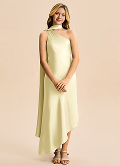 Azazie Briony Junior Etui Plissee Stretch-Satin Kleid Zitronensorbet image7