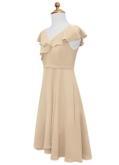 Azazie Posie Vestido de Champán de Gasa/ Chiffon de Acampanado con Volante image8