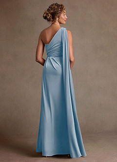 Azazie Aphra Mother of the Bride Dresses Dusty Blue Sheath One Shoulder Velvet Dress image2