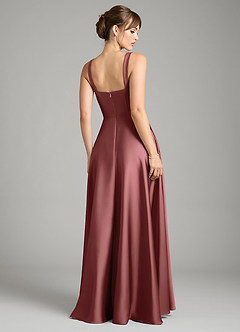 Azazie Shaude Bridesmaid Dresses Amethyst A-Line Pleated Stretch Satin Dress image2