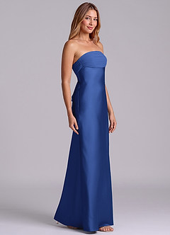 Azazie Ailanie Brudtärnklänningar Klä av Tubklänning i Stretch Satin Axelbandslös Kungsblå image4