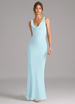 Azazie Rylina Bridesmaid Dresses Cloud Blue Mermaid Pleated Chiffon Dress image4