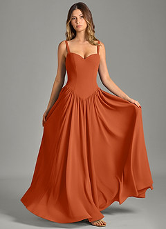 Azazie Evadina Suknie dla druhen Linia A Gorset Szyfon Do ziemi Sukienka image1