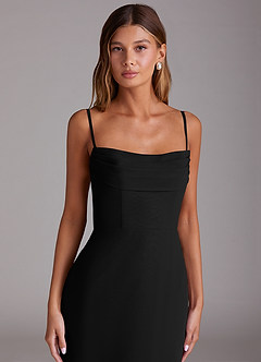 Azazie Saige Bridesmaid Dresses Black A-Line Off the Shoulder Chiffon Convertible Dress image2