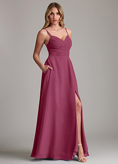 Azazie Terese Bridesmaid Dresses Mulberry A-Line Pleated Chiffon Dress image6