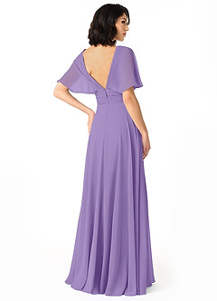 Azazie Pamela Brautjungfernkleider A-Linie V-Hals Gefaltet Chiffon Kleid Tahiti image2