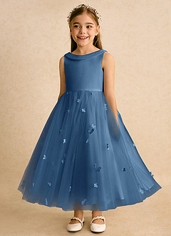 Azazie Angel Abiti da Ragazza di Fiori Abito Principessa in Tulle Fiocco Crepuscolo image5