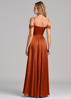 Azazie Raisa Brautjungfernkleider A-Linie Schulterfrei Stretch-Satin Kleid Gebranntes Orange image6