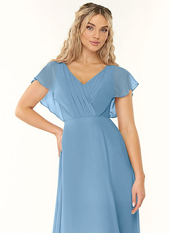 Azazie Rylee Bridesmaid Dresses Steel Blue A-Line Pleated Chiffon Dress image5