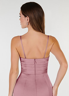 Azazie Yola Bridesmaid Dresses Vintage Mauve Sheath V-Neck Pleated Stretch Satin Convertible Dress image8