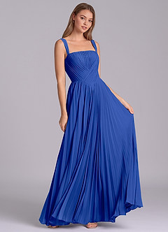 Azazie Mina Bridesmaid Dresses Royal Blue A-Line Pleated Chiffon Dress image3