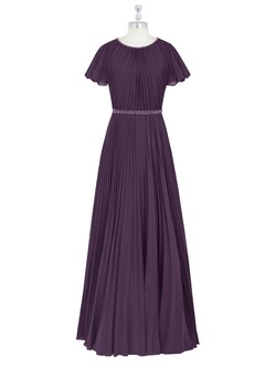 Azazie Kara Modest Bridesmaid Dresses A-Line Pleated Chiffon Floor-Length Dress image13