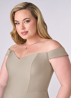Barbie ♥ Azazie Bridesmaid Dresses Frost A-Line Off the Shoulder Stretch Satin Convertible Dress image11