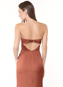 Azazie Leonis Bridesmaid Dresses Clay Mermaid Pleated Stretch Satin Convertible Dress image5