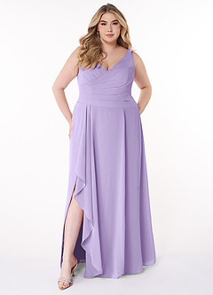 Azazie Kori Bridesmaid Dresses Lilac A-Line Pleated Chiffon Dress image6