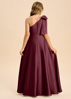 Azazie Penguin Junior Cabernet A-Line Bow Stretch Satin Dress image2