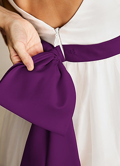 Azazie Lea vestidos de niña de las flores Vestido de Uva de Tul de Corte En A con Tirante Espagueti image5