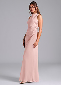 Azazie Evadne Suknie dla druhen Osłona Pofałdowany Szyfon Do ziemi Sukienka image1