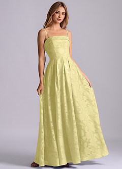 Azazie Lucienne Bridesmaid Dresses Lemon Sorbet A-Line Strapless Floral Burnout Dress image6