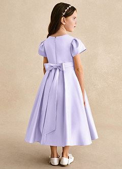 Azazie Princess Flower Girl Dresses Lilac A-Line Pleated Matte Satin Dress image2