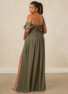Christian Siriano Bridal for Azazie 1014 Bridesmaid Dresses Willow Green A-Line Off the Shoulder Chiffon Dress image11