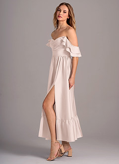 Azazie Anaya Bridesmaid Dresses Blushing Pink A-Line Sweetheart Neckline Stretch Satin Convertible Dress image4