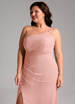 Azazie Eren Bridesmaid Dresses Rosette Sheath One Shoulder Chiffon Dress image13