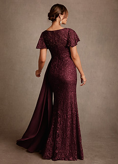 Azazie Harrison Moeder van de bruid jurken Zeemeermin Jurk van Kant Geplooid Cabernet image3