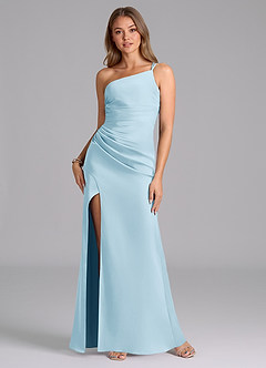 Azazie Eren Brautjungfernkleider Meerjungfrau-Linie One-Shoulder Stretch-Satin Kleid Himmelblau image1