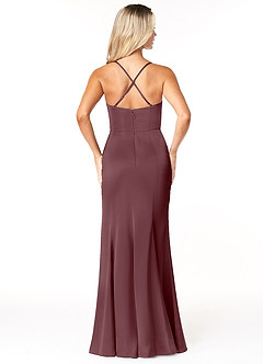 Azazie Marzia Brudtärnklänningar Klänning av Tubklänning i Stretch Satin Veckad halsringning Sangria image2