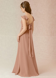 Azazie Everett Junior Champagne Rose A-Line Chiffon Dress image4