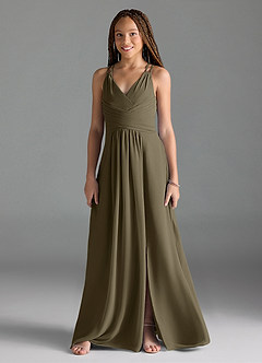 Azazie Farren Junior Blushing Pink A-Line Pleated Chiffon Dress image1