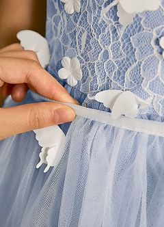 Azazie Darlina Flower Girl Dresses Ivory Ice Ball-Gown Lace Tulle Dress image12