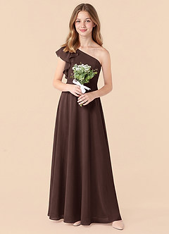 Azazie Arabella Junior Ganache A-Line Ruched Chiffon Dress image5