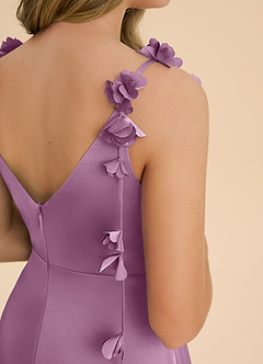 Azazie Gumdrop Junior Wisteria Empire Pleated Stretch Satin Dress image6