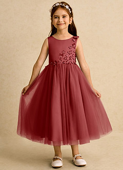 Azazie Malva vestidos de niña de las flores Vestido de Óxido de Tul de Princesa con Lazo image4