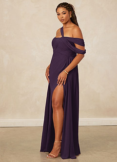 Christian Siriano Bridal for Azazie 1014 Bridesmaid Dresses Plum A-Line Off the Shoulder Chiffon Dress image14