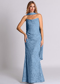 Azazie Sorrel Bridesmaid Dresses Steel Blue Mermaid Corset Floral Burnout Convertible Dress image5