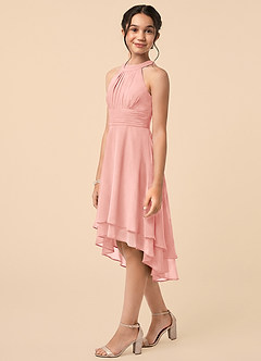 Azazie Linna Junior Rosette A-Line Pleated Chiffon Dress image3