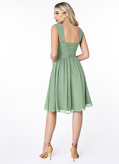 Azazie Angie Bridesmaid Dresses Matcha A-Line Corset Chiffon Dress image2